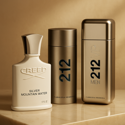 COMBO DE PERFUMES CREED SILVER,212 VIP,212 NYC